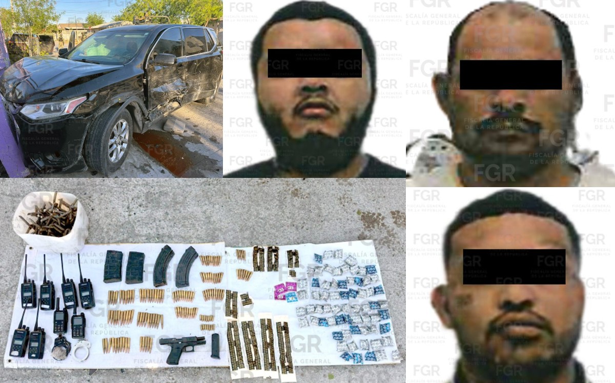 Julio “N”, Iván “N” y Jesús “N” fueron detenidos por elementos de la Secretaría de la Defensa Nacional. | FGR