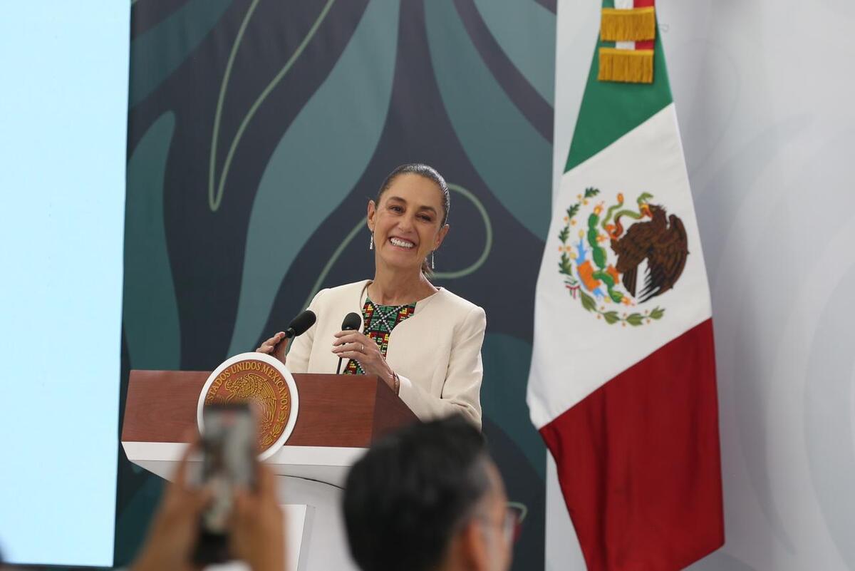 La presidenta Claudia Sheinbaum en La Mañanera del Pueblo desde Cancún. |  Foto: Ariana Pérez