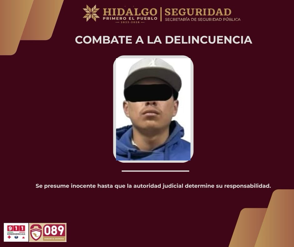 Detenido en Ixmiquilpan por presuntos robos. (Cortesía)