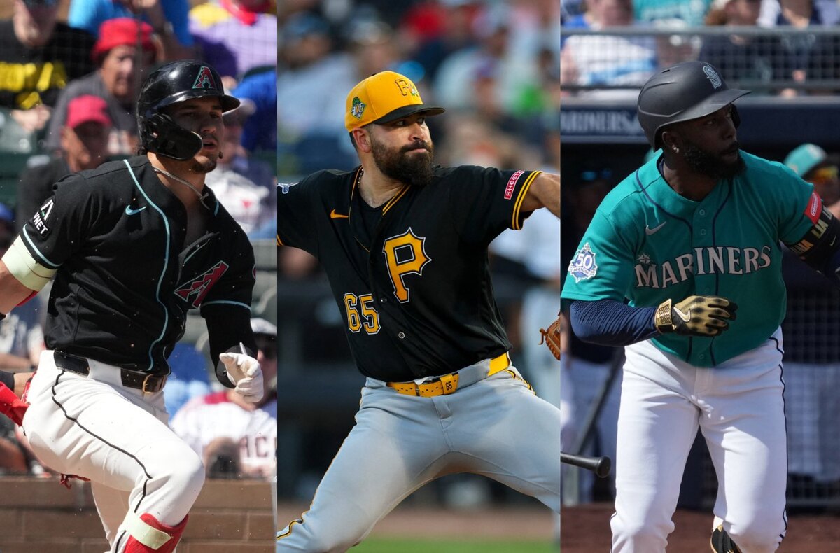 Alek Thomas, José Urquidy y Randy Arozarena (Reuters)