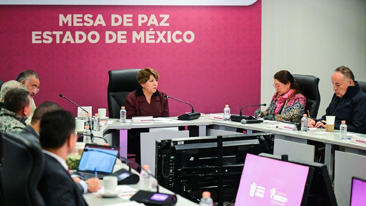 Delfina Gómez encabezó la Mesa de Paz 53 en el C5 de Toluca. Foto: (Especial)