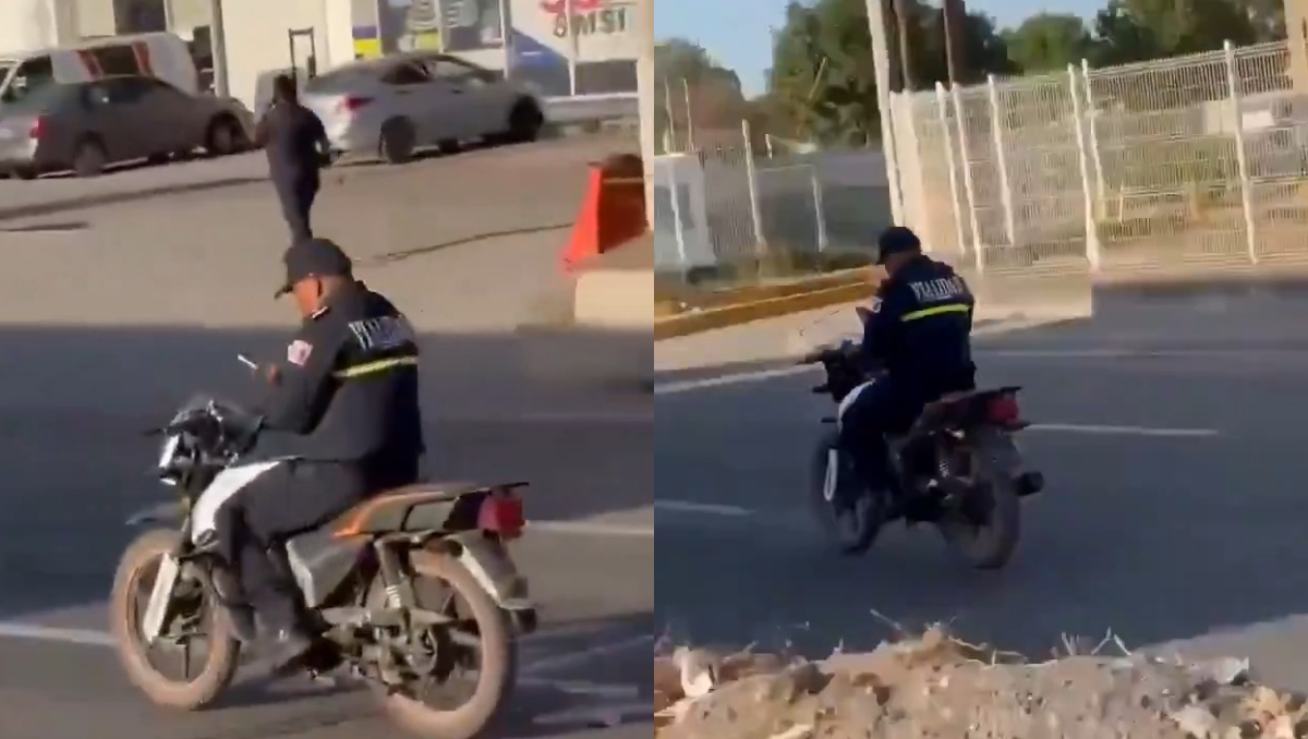El elemento de seguridad tampoco portaba casco, ni placas visibles. | Especial