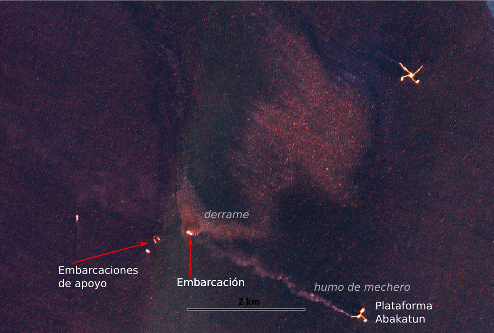 Imágenes satelitales captaron dónde inició la mancha petrolera.