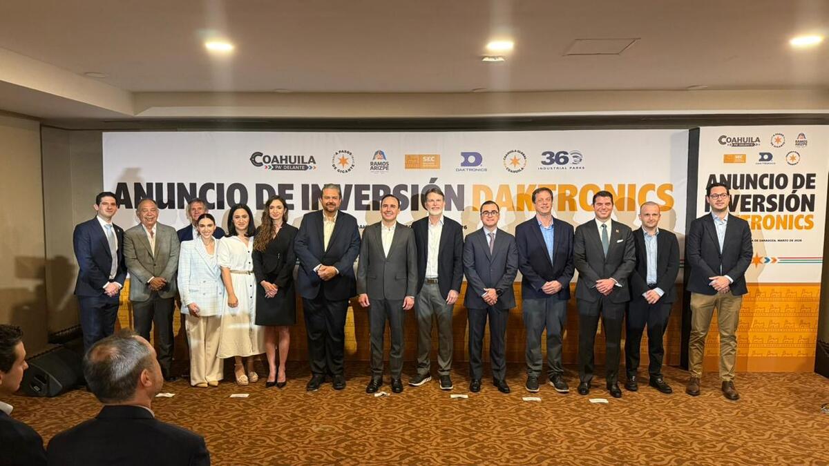 El gobernador Manolo Jiménez Salinas encabezó la presentación de la inversión de la empresa Daktronics en Ramos Arizpe. | Especial