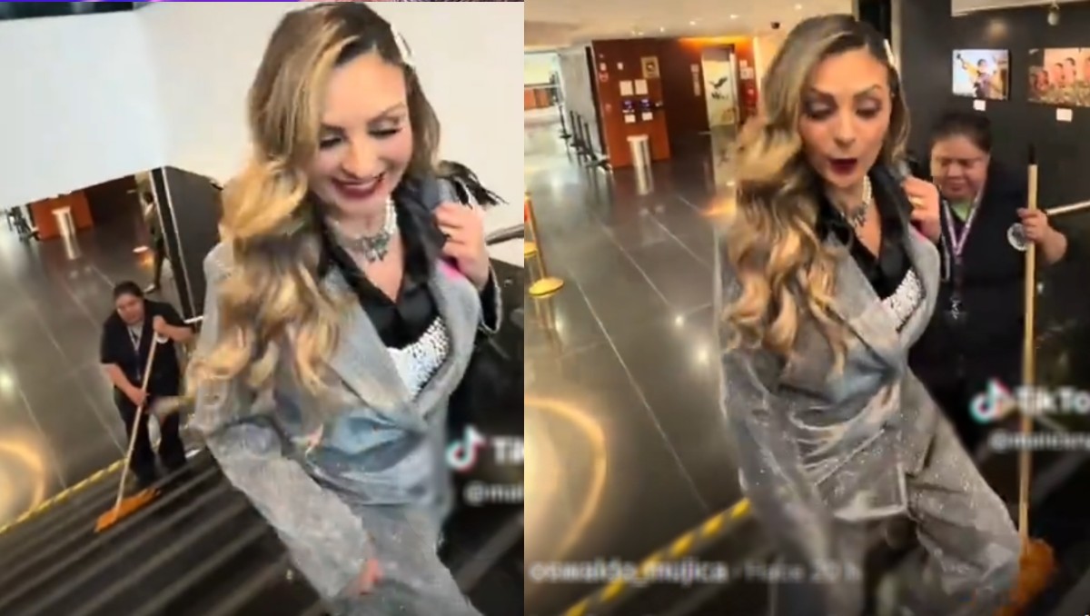 Mariana Ochoa es criticada por subir escaleras mientras limpiaban. | FOTO: Redes sociales