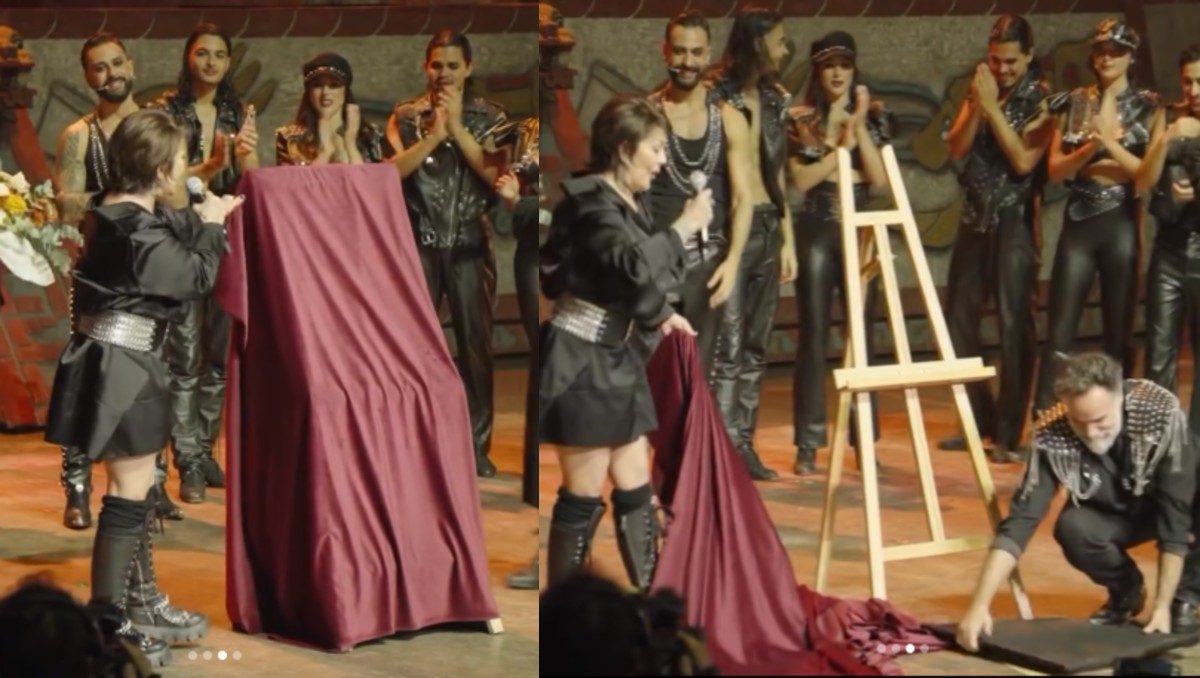 Alejandra Guzmán rompe placa del primer aniversario de 'Malinche'. | FOTO: IG: Malinche el Musical.