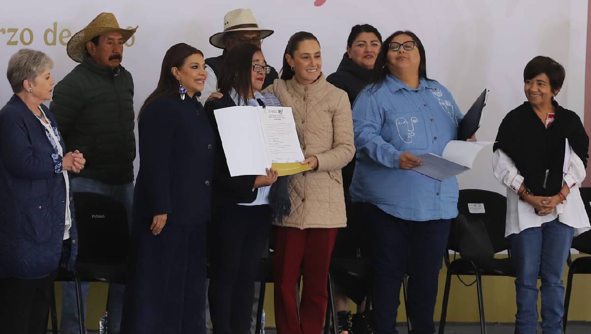 Sheinbaum promete entregar 150 títulos agrarios a mujeres. Foto: (Javier Ríos)