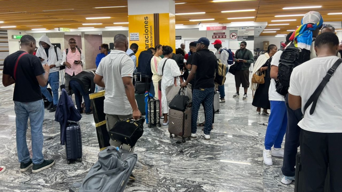 La comitiva de aficionados de la RD del Congo arribaron de la capital de su país Kinshasa (Foto: Cortesía X: @rkitsita)