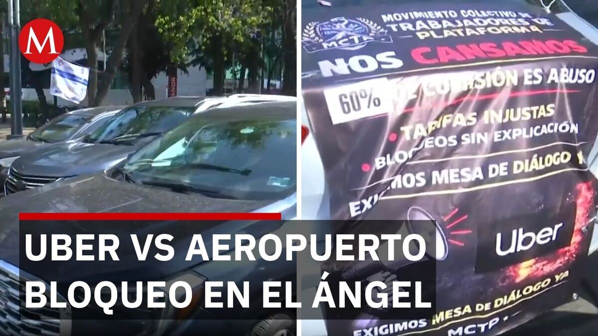 Conductores de Uber y VTC protestan en el Ángel, exigen piso parejo en el AICM