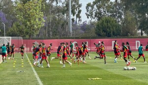 Selección de Jamaica durante entrenamiento previo a partido de repechaje intercontinental.