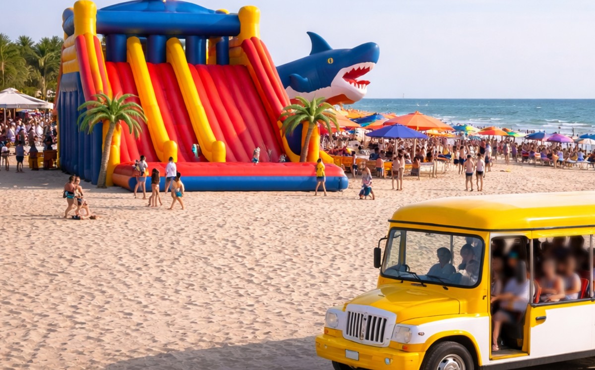 Actividades infantiles y transporte durante Festival del Mar en Matamoros.