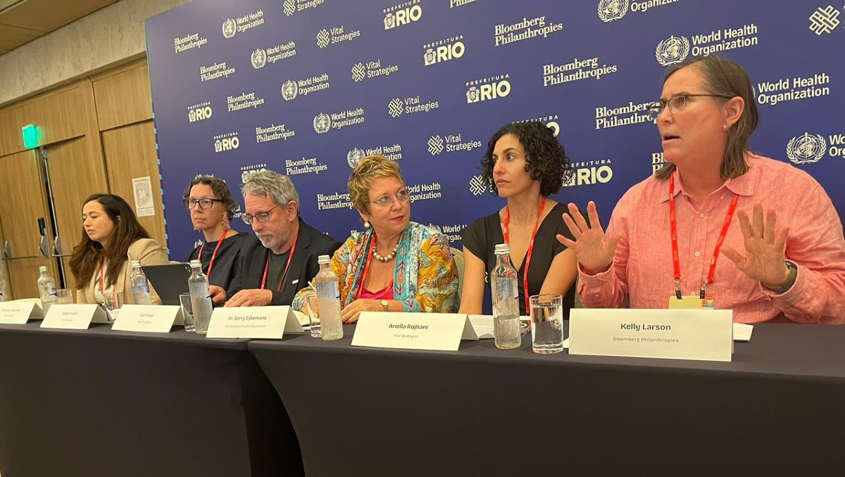 Kelly Larson durante su intervención en la cumbre Partnership for Healthy Cities | Blanca Valadez