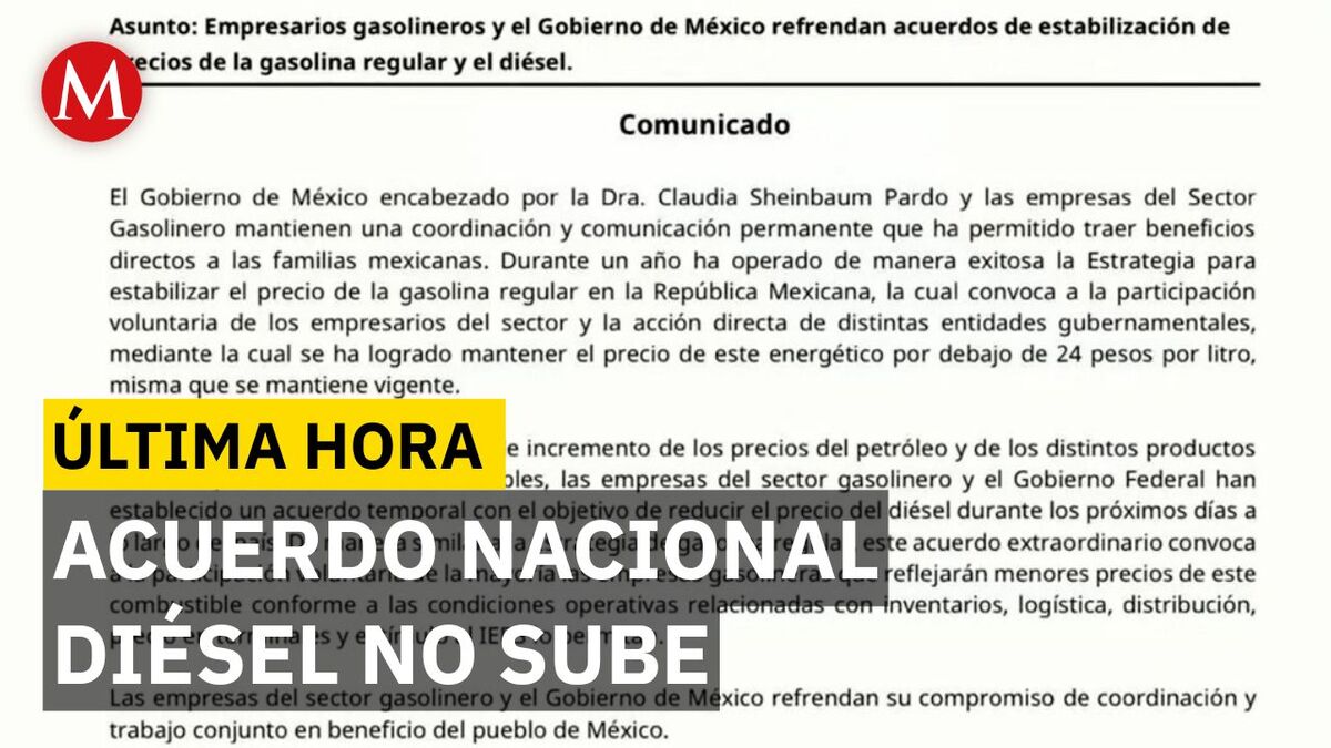 Gobierno y gasolineros acuerdan mantener precio del diésel en 28.30 pesos