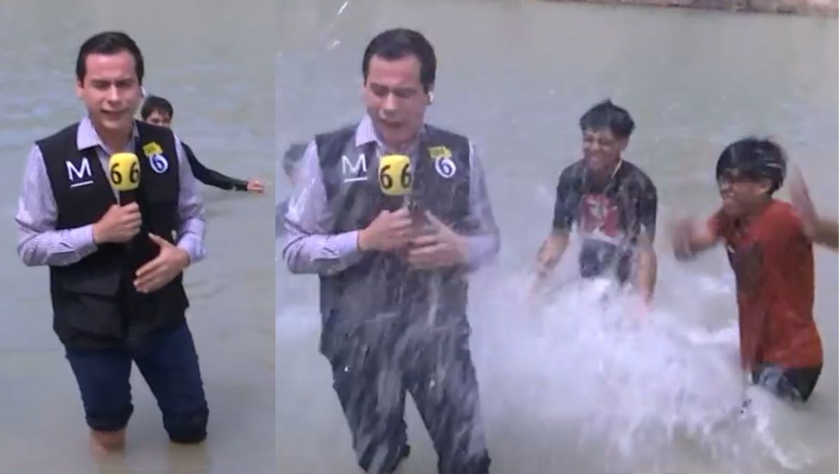 Los niños entre risas comenzaron a salpicarlo hasta dejarlo completamente mojado | Especial