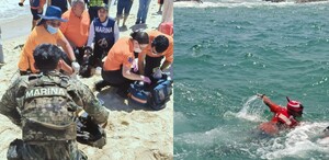 Marinos rescatan a dos personas que estuvieron a punto de ahogarse en Baja California y Oaxaca; los llevaron a zonas seguras.