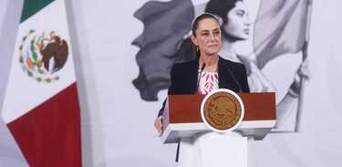 La presidenta Claudia Sheinbaum en conferencia de prensa desde Palacio Nacional.