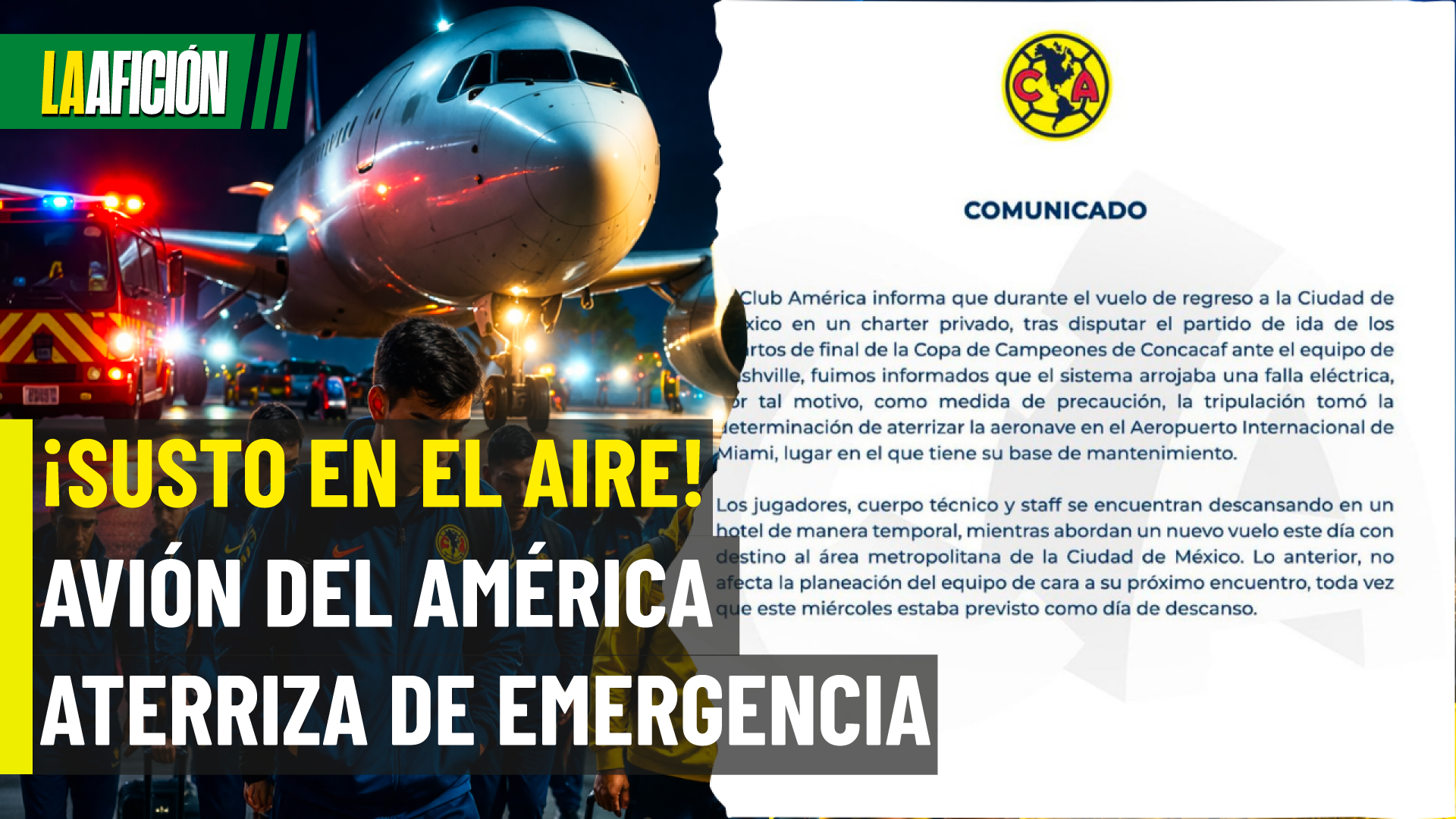 ¡Emergencia! El América queda varado tras falla en pleno vuelo