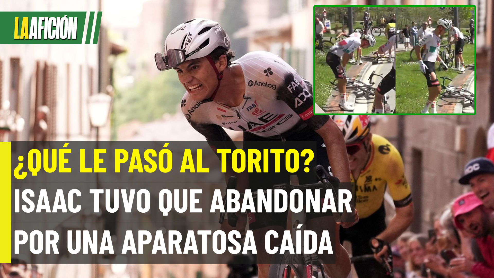Isaac del Toro abandona la Vuelta al País Vasco tras brutal caída