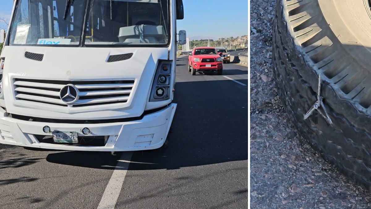 Ponchallantas fueron arrojados sobre la carretera federal a Ameca, Jalisco (Juan Carlos Munguía)
