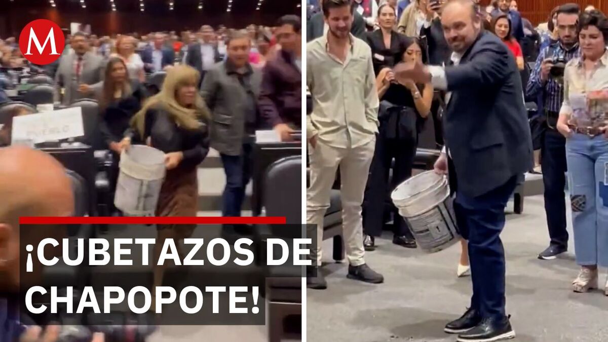 Diputados protagonizan pelea con chapopote en plena sesión del Congreso