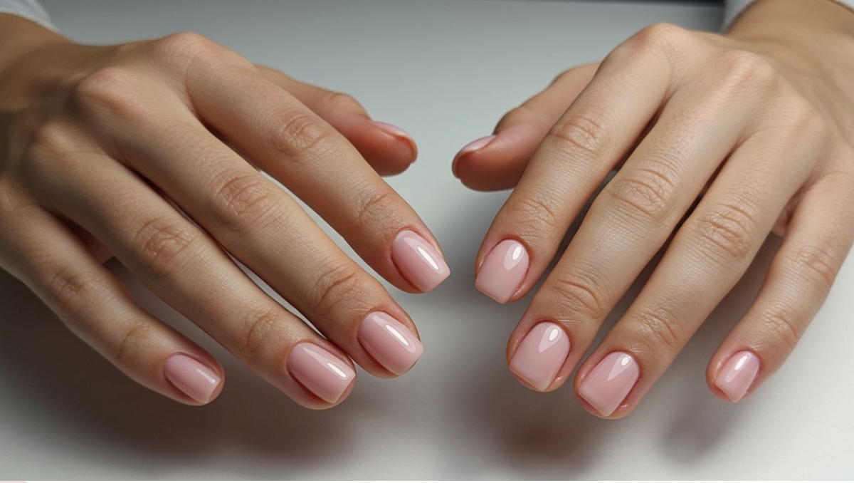 Uñas de princesa color perla llamadas uñas de recesión