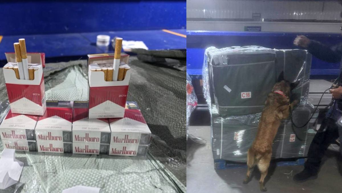 Semar y personal de Aduanas interceptaron dos cargamentos de cigarrillos irregulares en el Aeropuerto Internacional de la Ciudad de México. | Especial