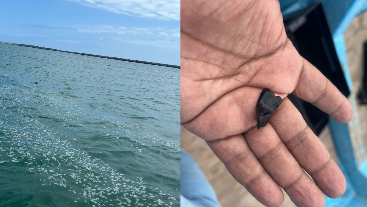 Presencia de residuos de hidrocarburo en la laguna y en el Puerto El Mezquital. (Cortesía)