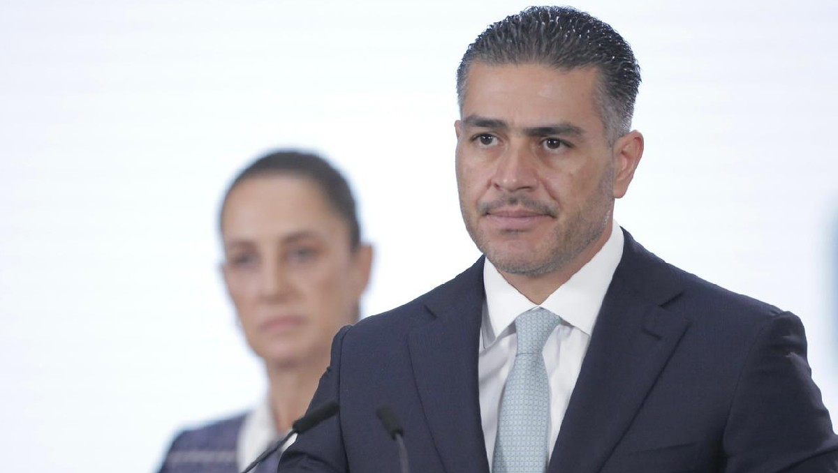 Omar García Harfuch durante la conferencia mañanera. | Foto: Ariel Ojeda