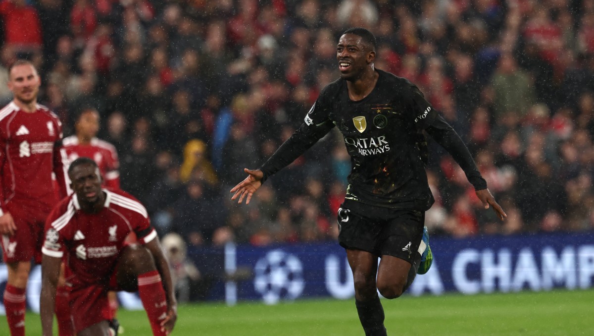 Ousmane Dembélé firmó el triunfo del PSG sobre el Liverpool en la vuelta de Cuartos de Final (AFP)