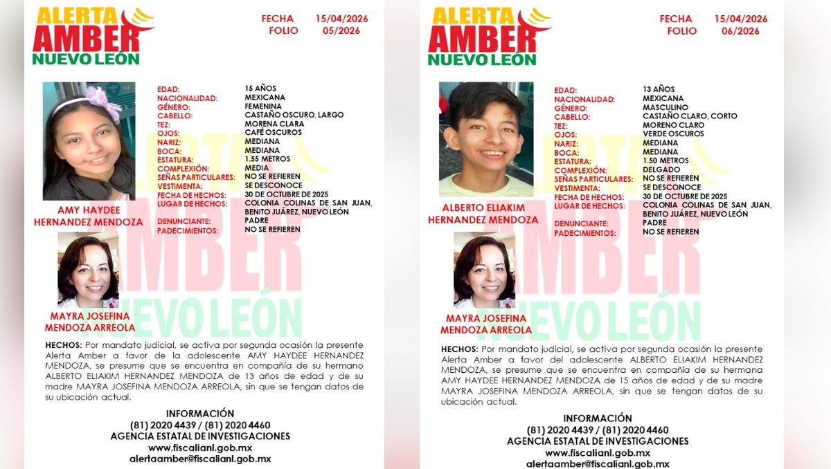Autoridades activaron dos alertas Amber por los menores desaparecidos. | Especial