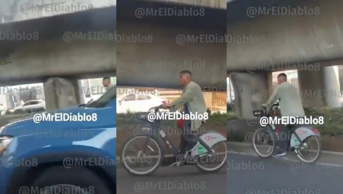 Ciclista captado en vía rápida de CdMx | Especial