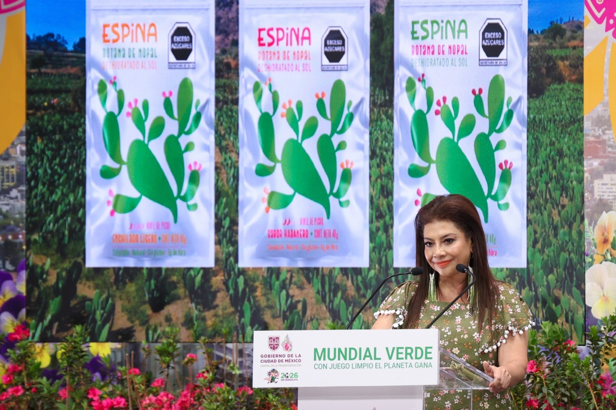 Clara Brugada durante la presentación de la iniciativa 'Mundial Verde: con Juego Limpio, el Planeta Gana'. | Especial