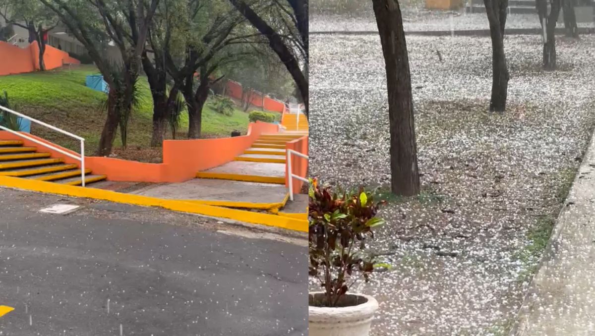 Al sur de Monterrey se presentó caída de granizo durante esta tarde. | Especial