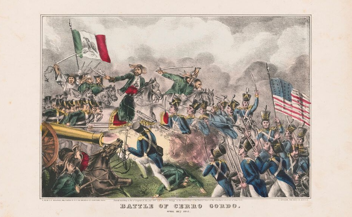 Litografía de la Guerra México-Estados Unidos. (Biblioteca del Congreso)