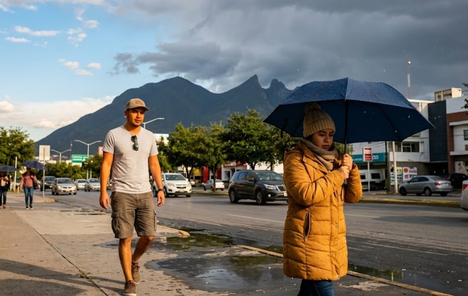 Un frente frío proveniente de Canadá provocará lluvias y un marcado descenso en el termómetro. | Imagen generada por Gemini