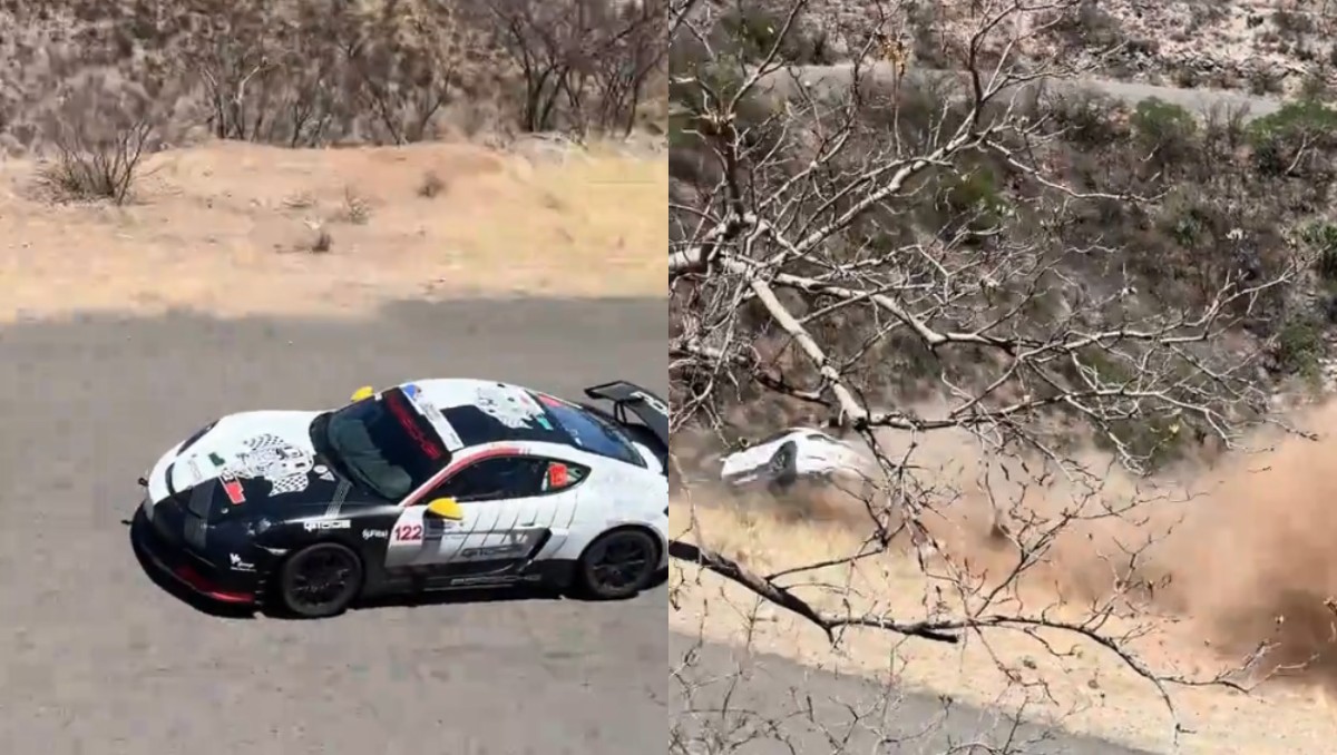 Participante del Rally Express 2026 en Durango se despista y cae a un barranco, los tripulantes resultaron ilesos. | Especial