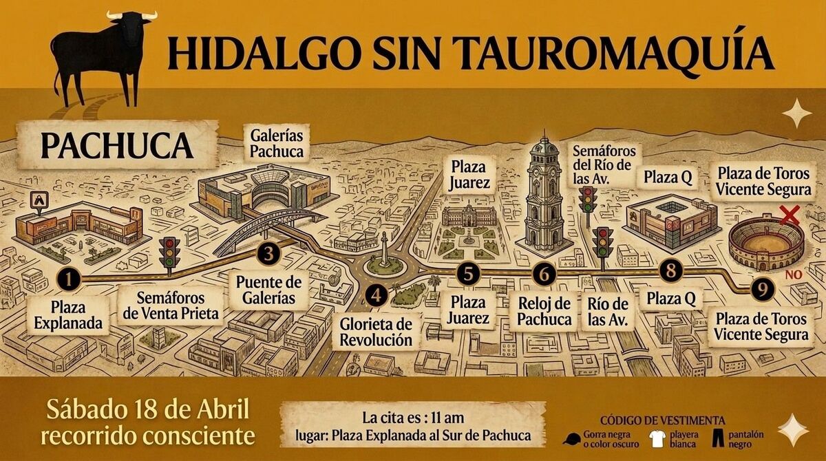 Recorrido contra la tauromaquia, organizaciones civiles se movilizan este sábado en Pachuca