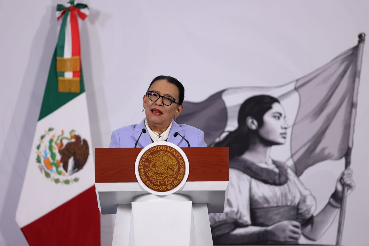 Rosa Icela Rodríguez, secretaria de Gobernación, encabezó la conferencia Mañanera del Pueblo. Foto: Galo Cañas / Cuartoscuro