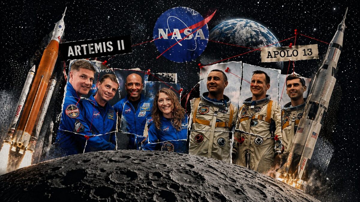 Artemis II vs Apolo 13, dos viajes al espacio muy distintos: Historias (Diseño Rafael Mejía Fernández de Lara con IA).
