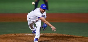 Zac Grotz lanzó cinco entradas de dos hits sin carreras para llevarse el triunfo. Cortesía