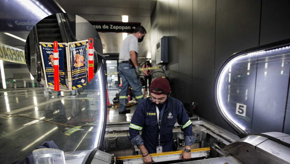 Escaleras del Tren Ligero sin funcionar se han convertido en una de las quejas más constantes (Redes sociales y Archivo/Cortesía)