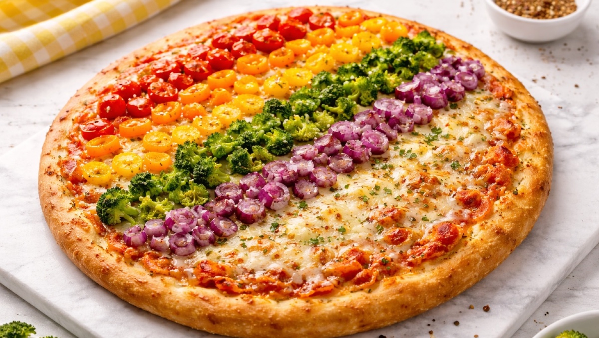 Pizza de arcoíris con verdura para este Día del Niño | IA DISCOVER