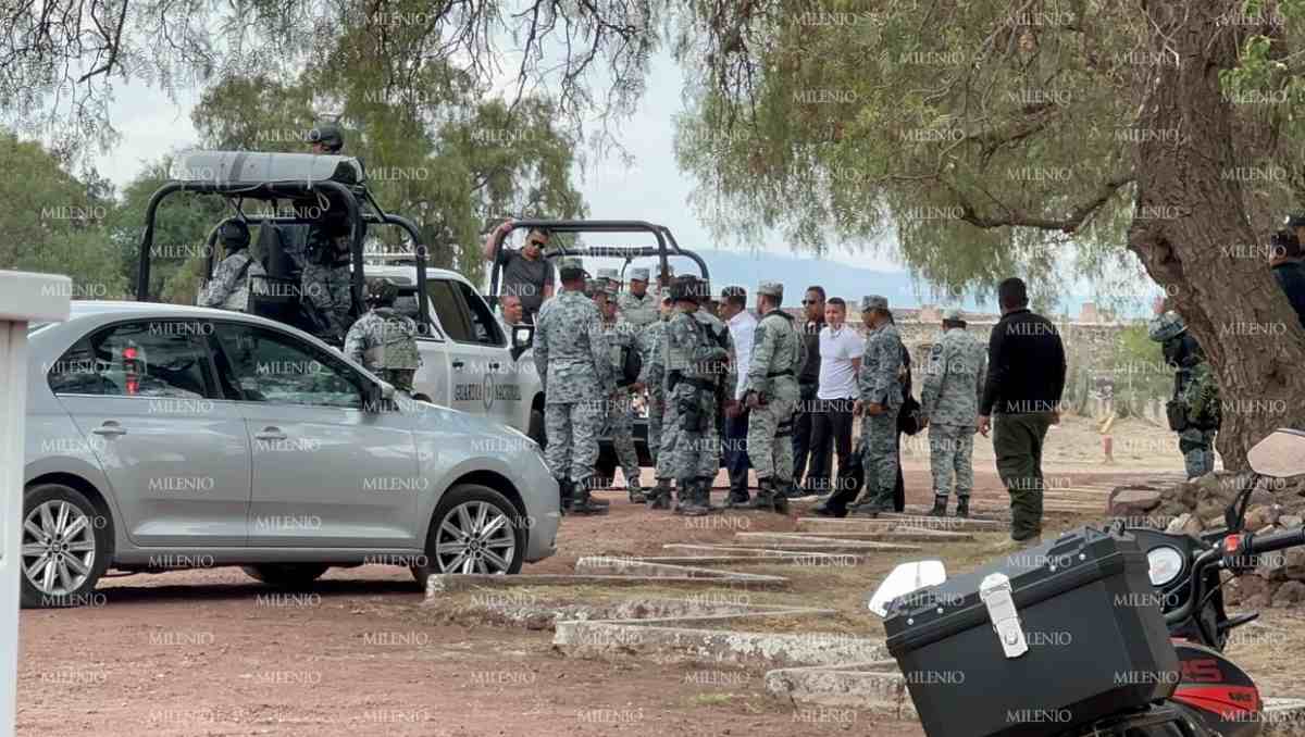 Guardia Nacional ingresaron este martes a la Zona Arqueológica de Teotihuacán para coordinar el operativo de seguridad. Foto: Juan Camacho