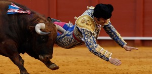 El diestro Morante de la Puebla sufrió una grave cornada por el cuarto toro durante su presentación en la Feria de Abril de Sevilla