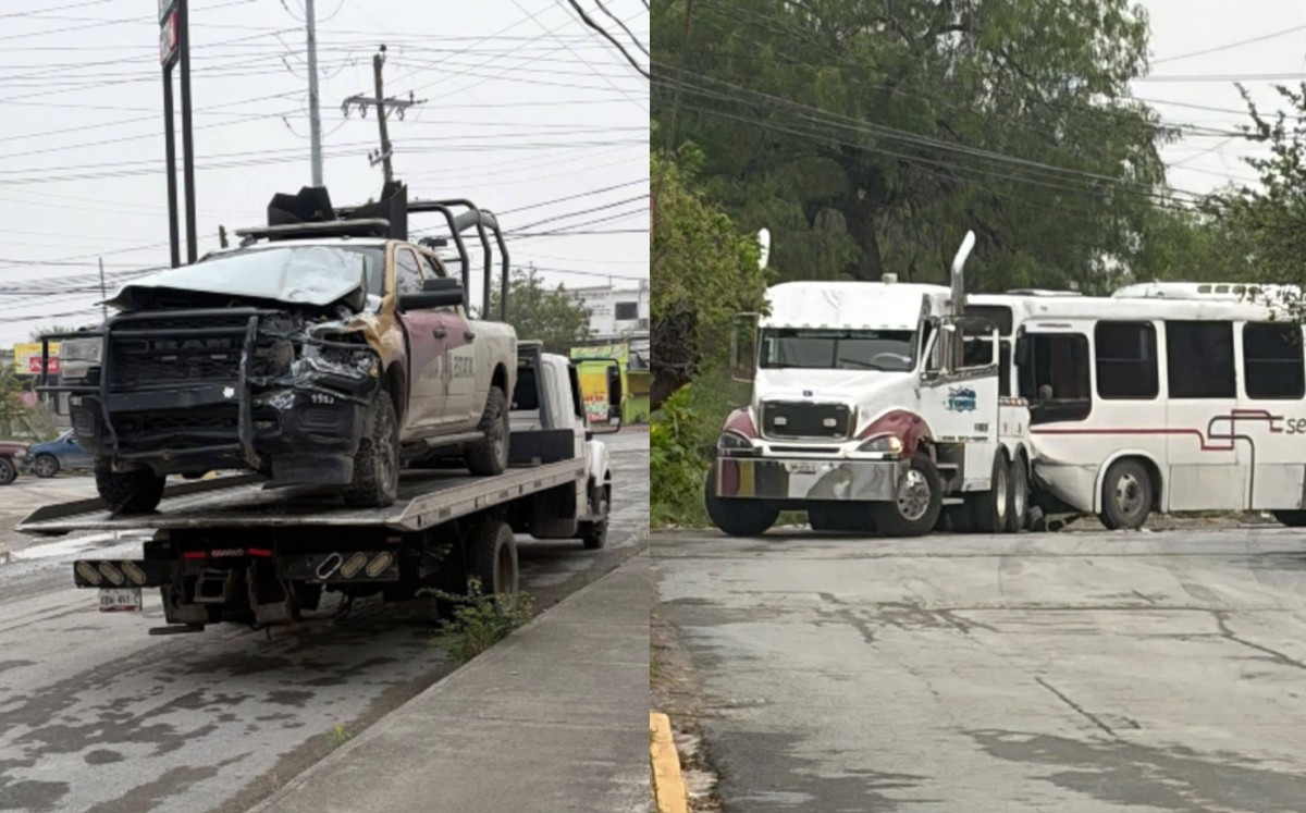 Operativo termina en un accidente vehicular entre una patrulla y un camión. Anahí Meza