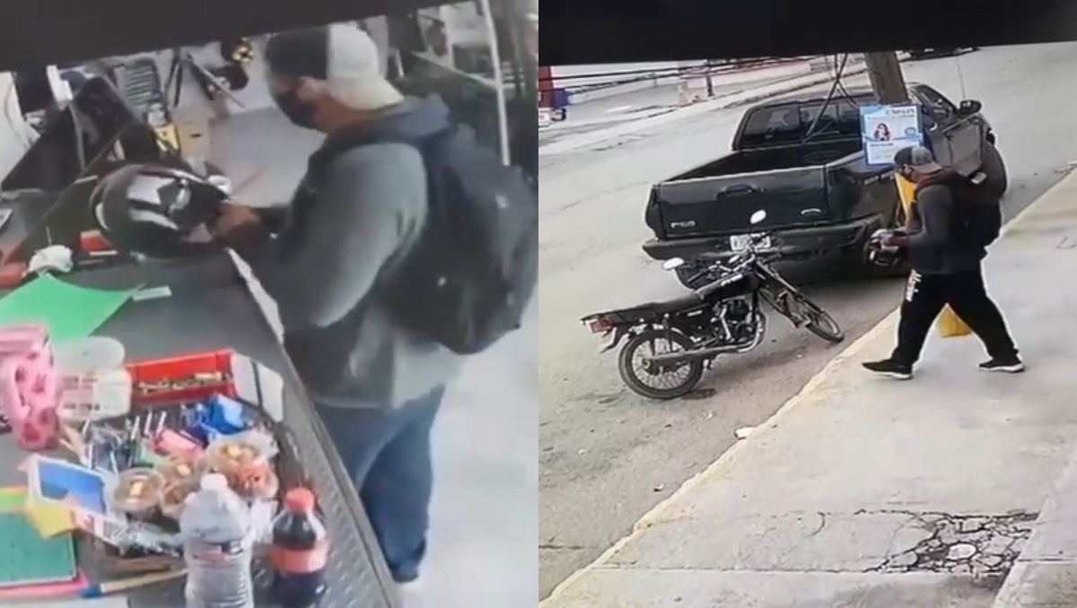 El hombre utilizó un casco de motocicleta para cubrir el recipiente de las donaciones y robarlo. Especial