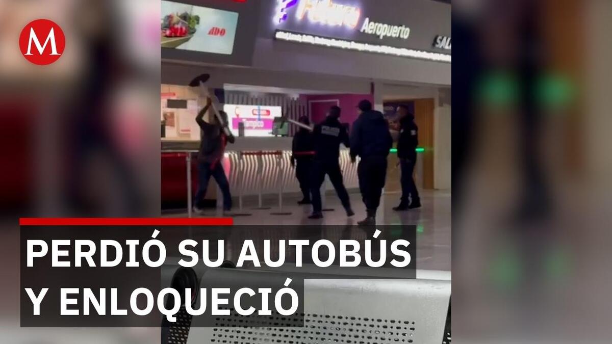Pasajero "enloquece" tras perder su autobús y ataca a policías en terminal de Pachuca