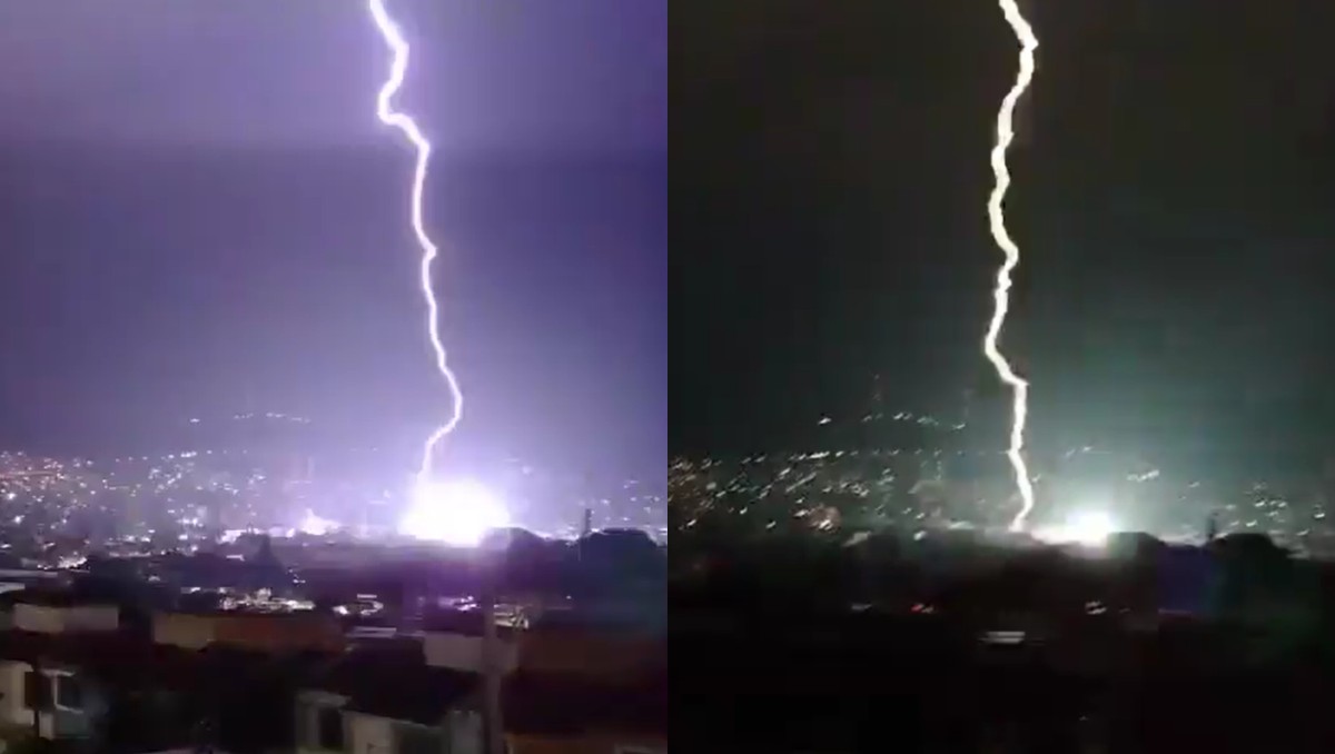 Una cámara captó el momento en el que cae el rayo. | Especial