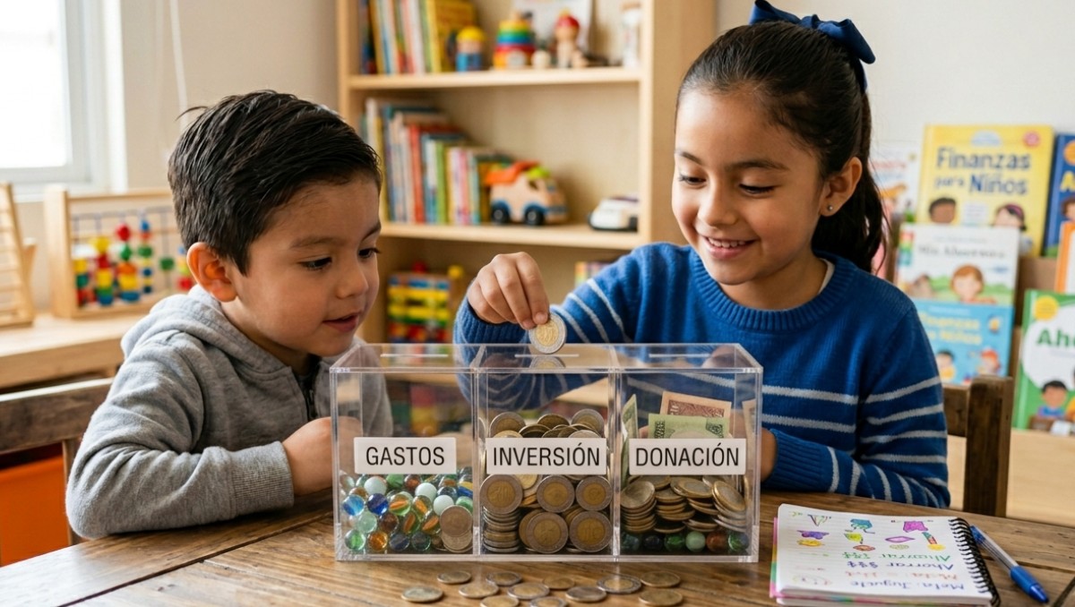 Los niños imitan a sus papás incluso en cómo se comportan con el dinero. | Foto: Imagen generada con IA