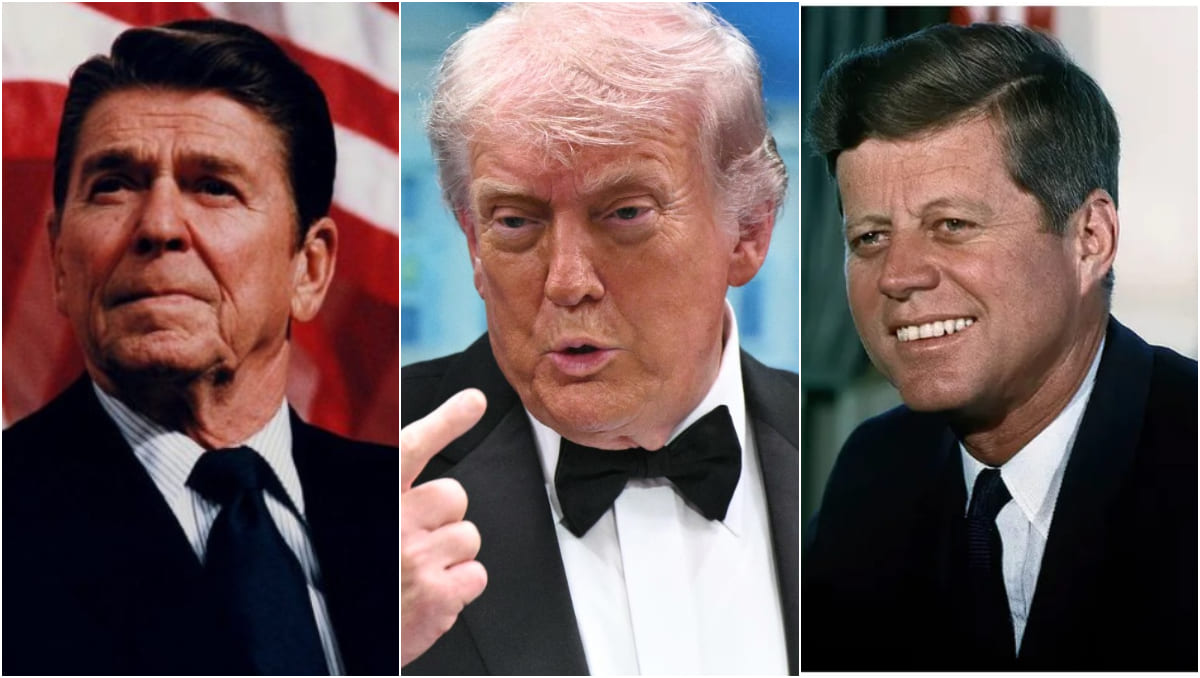 Ronald Reagan, Donald Trump y John F. Kennedy, tres presidentes estadunidenses que sufrieron atentados en su contra. (Especial | AFP)